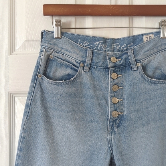 We The Free Blossom Rigid Light Wash High Waisted Button Fly Skinny Jeans 28 - Picture 11 of 15